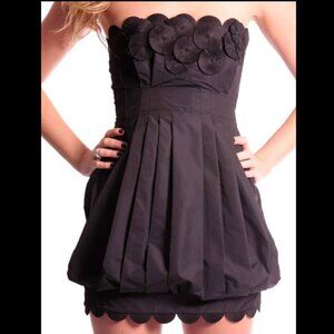 BCBGMaxAzria  TAFFETA SCALLOPED BABYDOLL MINI DRESS
